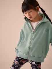 Green Slogan Graphic 100% Cotton Zip Through Hoodie (3-16yrs) - Image 1 of 8
