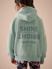 Green Slogan Graphic 100% Cotton Zip Through Hoodie (3-16yrs) - Image 2 of 8