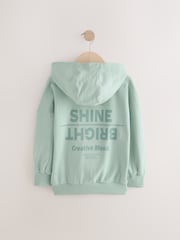 Green Slogan Graphic 100% Cotton Zip Through Hoodie (3-16yrs) - Image 6 of 8