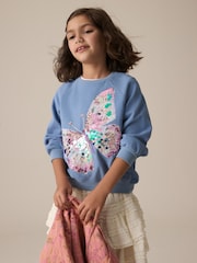 Blue Sequin Butterfly Sweatshirt (3-16yrs) - Image 1 of 4
