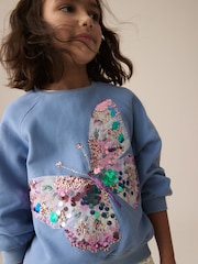 Blue Sequin Butterfly Sweatshirt (3-16yrs) - Image 2 of 4