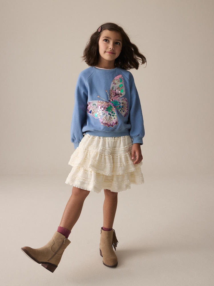 Blue Sequin Butterfly Sweatshirt (3-16yrs) - Image 4 of 4