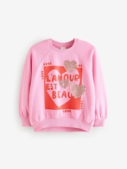 Pink Sequin Hearts Sweatshirt (3-16yrs) - Image 4 of 7
