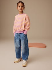 Pink/Yellow Stripe 100% Cotton Sweatshirt (3-16yrs) - Image 2 of 7