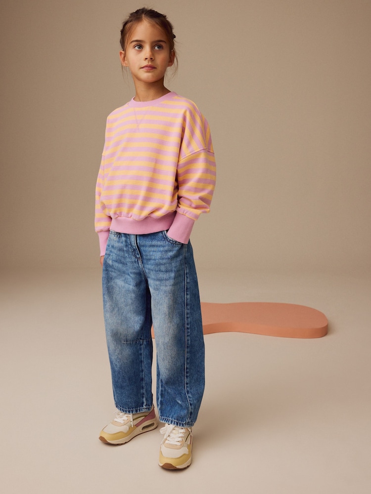 Pink/Yellow Stripe 100% Cotton Sweatshirt (3-16yrs) - Image 2 of 7