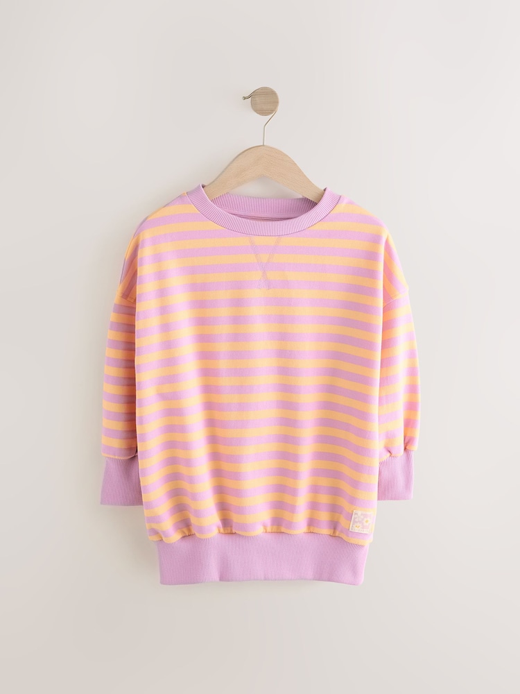 Pink/Yellow Stripe 100% Cotton Sweatshirt (3-16yrs) - Image 5 of 7