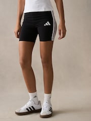 adidas Black 3 Stripe Bike Shorts - Image 1 of 7