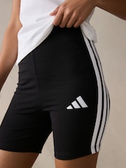 adidas Black 3 Stripe Bike Shorts - Image 4 of 7