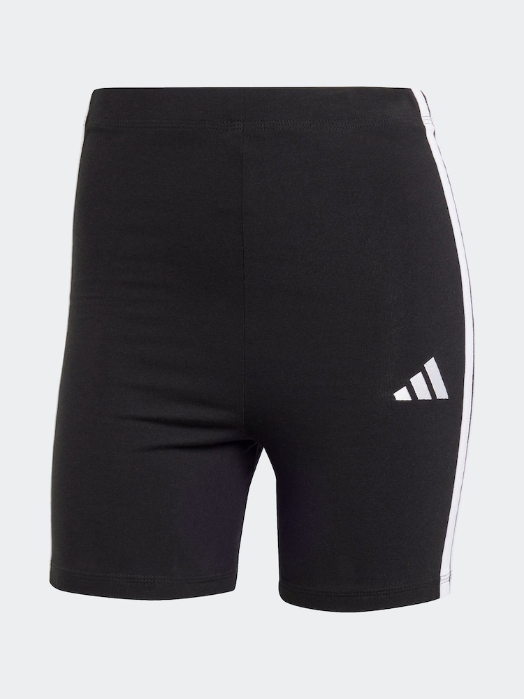 adidas Black 3 Stripe Bike Shorts - Image 7 of 7