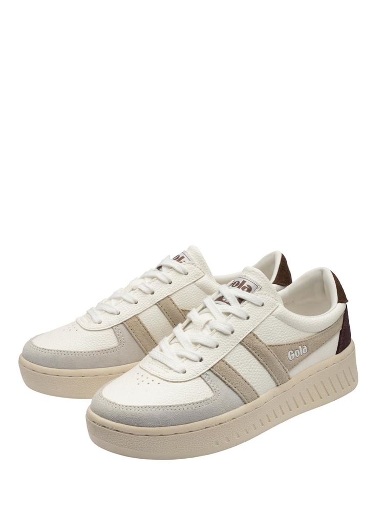 Gola White Grandslam Trident Lace-Up Trainers - Image 2 of 4 Gola White Grandslam Trident Lace-Up Trainers - Image 2 of 4