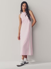 adidas Pink Maxi 3-Stripes Dress - Image 1 of 9