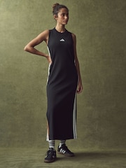 adidas Black Maxi 3-Stripes Dress - Image 1 of 4