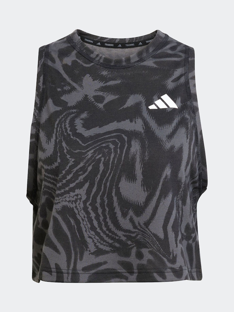 adidas Black Train Essential Minimal All Over Print Vest - Image 6 of 6