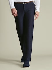 Blau - Charles Tyrwhitt Slim Fit Linen Cotton Chinos - Bild 1 von 5
