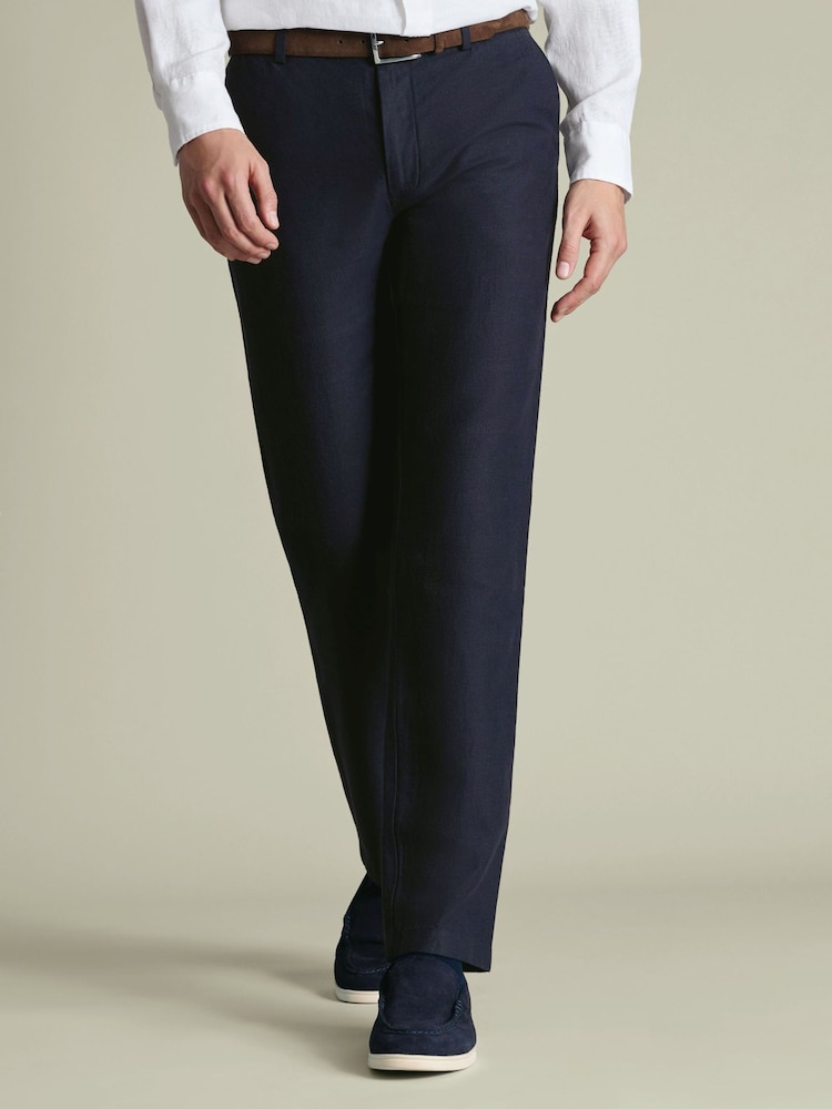 Blau - Charles Tyrwhitt Slim Fit Linen Cotton Chinos - Bild 1 von 5 Blau - Charles Tyrwhitt Slim Fit Linen Cotton Chinos - Bild 1 von 5