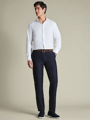 Blau - Charles Tyrwhitt Slim Fit Linen Cotton Chinos - Bild 3 von 5