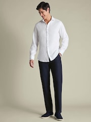 Blau - Charles Tyrwhitt Slim Fit Linen Cotton Chinos - Bild 4 von 5