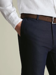 Blau - Charles Tyrwhitt Slim Fit Linen Cotton Chinos - Bild 5 von 5
