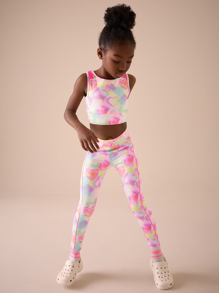 Multi Pink Heart Sports Crop Top (5-16yrs) - Image 2 of 7