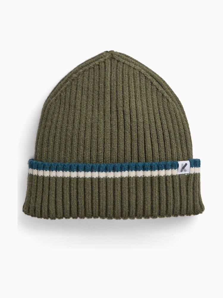 KIDLY by MORI Green Ribbed Beanie Hat - Image 1 of 1 KIDLY by MORI Green Ribbed Beanie Hat - Image 1 of 1