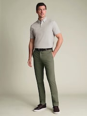 Charles Tyrwhitt Olive Green Slim Fit Ultimate Non-Iron Chinos - Image 6 of 9