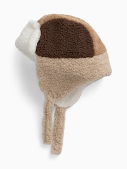 KIDLY by MORI Natural Colourblock Trapper Hat - Image 3 of 3