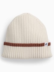 KIDLY by MORI Cream Ribbed Beanie Hat - Image 1 of 1
