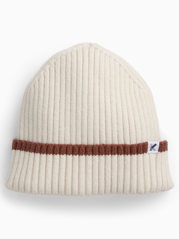 KIDLY by MORI Cream Ribbed Beanie Hat - Image 1 of 1 KIDLY by MORI Cream Ribbed Beanie Hat - Image 1 of 1