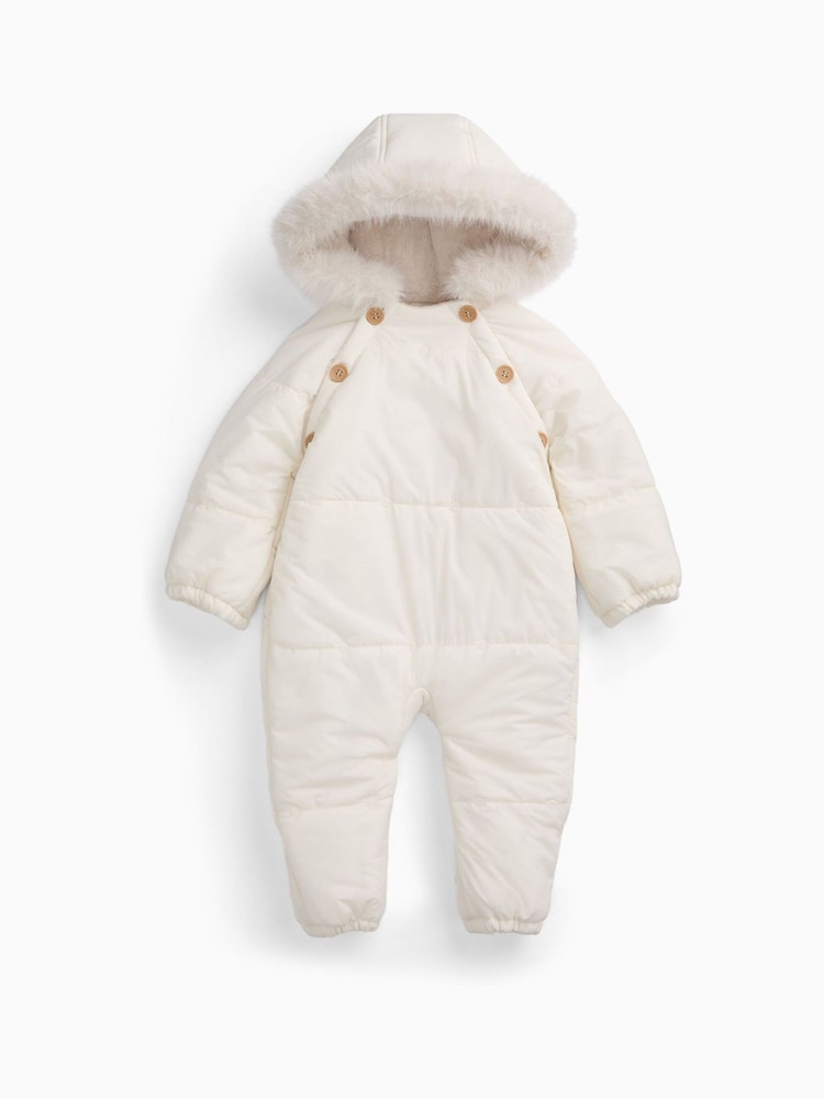 MORI Cream Faux Fur Lined Embroidered Snowsuit - Image 2 of 5 MORI Cream Faux Fur Lined Embroidered Snowsuit - Image 2 of 5