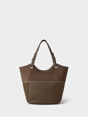 Osprey London Brown The Luxe Woodstock Suede & Leather Tote Bag - Image 3 of 5