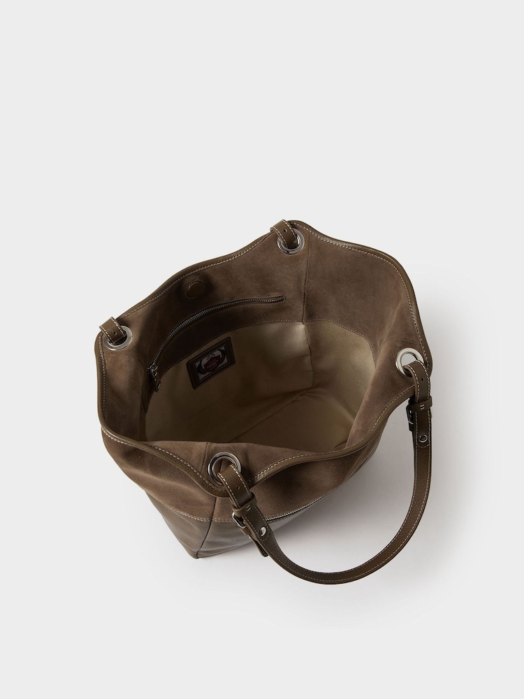 Osprey London Brown The Luxe Woodstock Suede & Leather Tote Bag - Image 5 of 5 Osprey London Brown The Luxe Woodstock Suede & Leather Tote Bag - Image 5 of 5