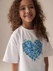 Purple/Aqua Sequin Heart T-Shirt And Cycling Shorts Set (3-16yrs) - Image 4 of 4