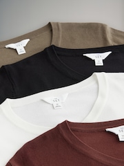 The Set Black/Red/Cream/Sage Green 4 Pack Fine Knit Button Through Cardigan - Image 8 of 9