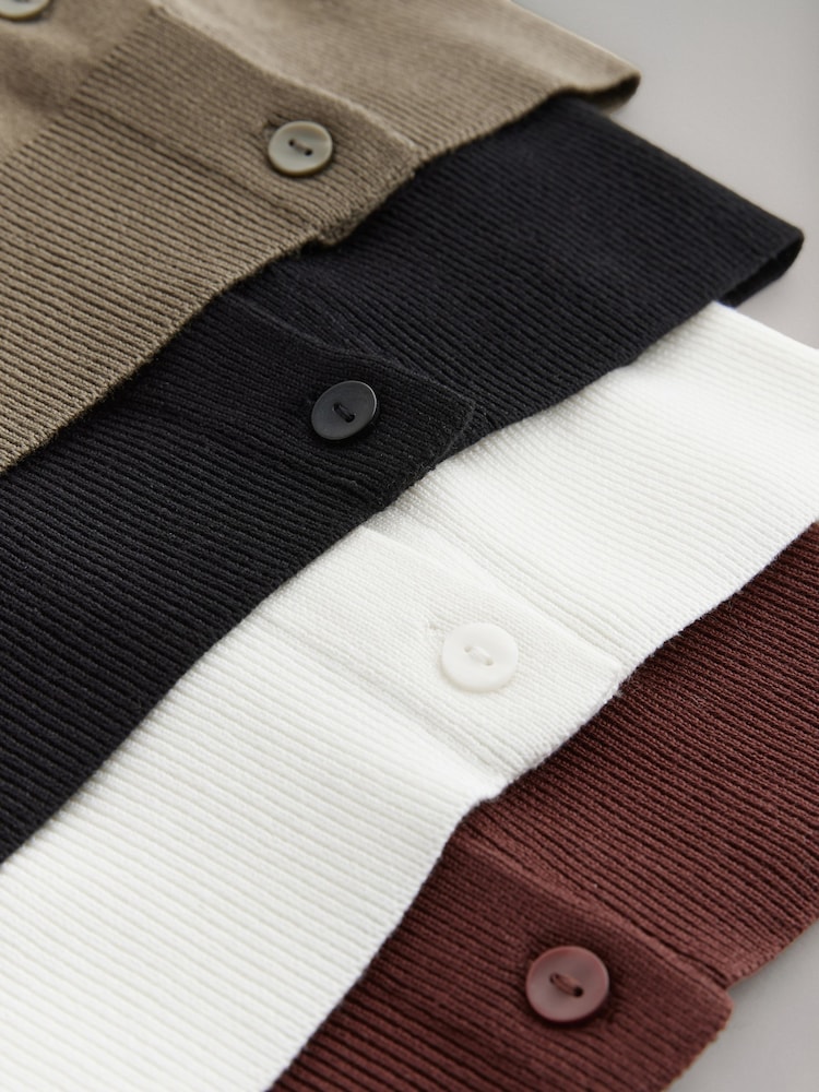 The Set Black/Red/Cream/Sage Green 4 Pack Fine Knit Button Through Cardigan - Image 9 of 9
