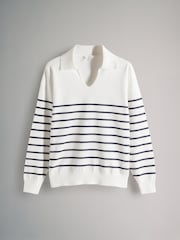 The Set Navy/Cream Stripe /Cream/Navy Stripe 2 Pack Fly Collar Jumpers - Image 10 of 12