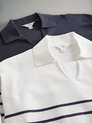 The Set Navy/Cream Stripe /Cream/Navy Stripe 2 Pack Fly Collar Jumpers - Image 11 of 12