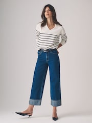 The Set Navy/Cream Stripe /Cream/Navy Stripe 2 Pack Fly Collar Jumpers - Image 4 of 12