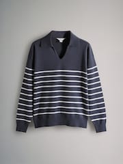 The Set Navy/Cream Stripe /Cream/Navy Stripe 2 Pack Fly Collar Jumpers - Image 9 of 12