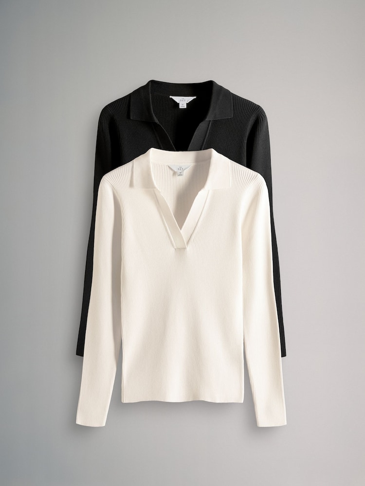 The Set 2 Pack Ribbed V-Neck Jumpers - Imagen 2 de 12 The Set 2 Pack Ribbed V-Neck Jumpers - Imagen 2 de 12