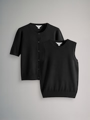 The Set Black 2 Piece Vest & Cardigan Set - Image 2 of 11
