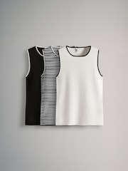 The Set Black/Cream/Black Cream Stripe 3 Pack Knitted Vests - Image 2 of 13