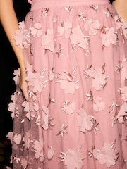 Pink 3D Flower Mesh Skirt - Image 5 of 8