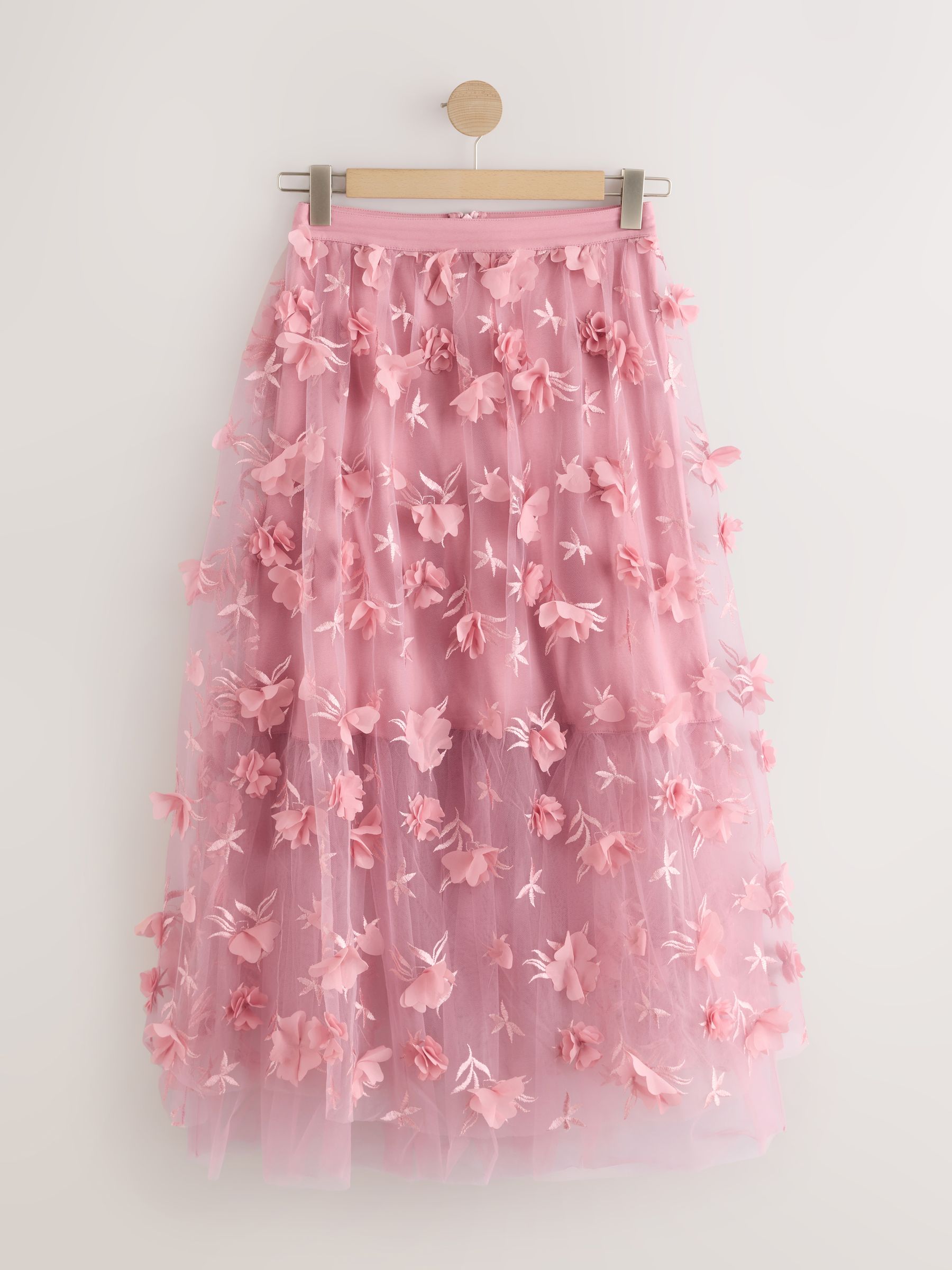 Buy Pink 3D Flower Mesh Skirt from Next USA