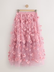 Pink 3D Flower Mesh Skirt - Image 6 of 8