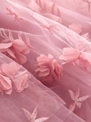 Pink 3D Flower Mesh Skirt - Image 7 of 8