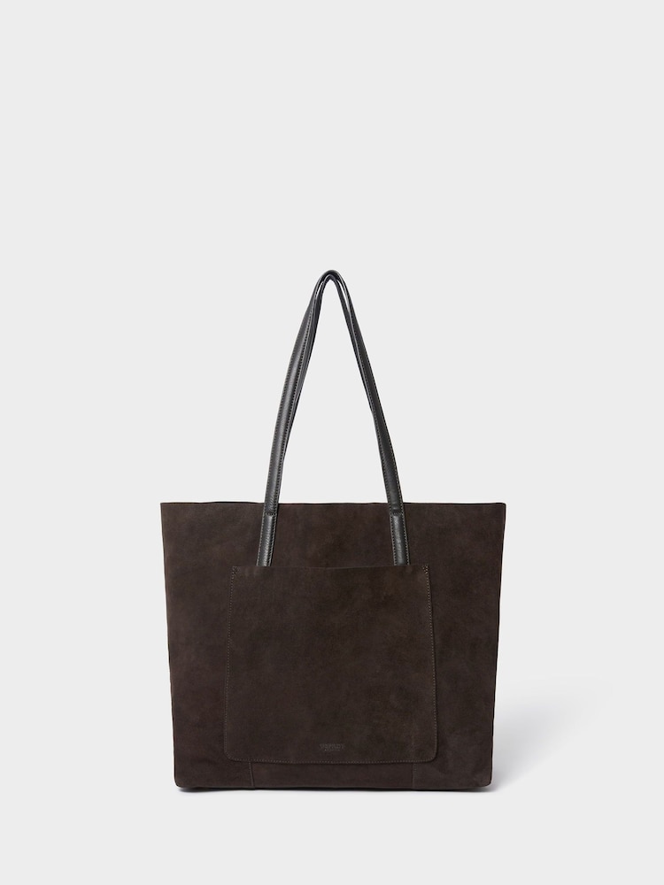 Osprey London Brown The Montana Suede Tote Bag - Image 1 of 7 Osprey London Brown The Montana Suede Tote Bag - Image 1 of 7