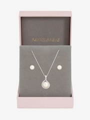 Ensemble Jon Richard en cristal plaqué rhodium et halo de perle - Image 1 sur 4