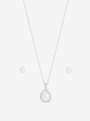 Ensemble Jon Richard en cristal plaqué rhodium et halo de perle - Image 2 sur 4