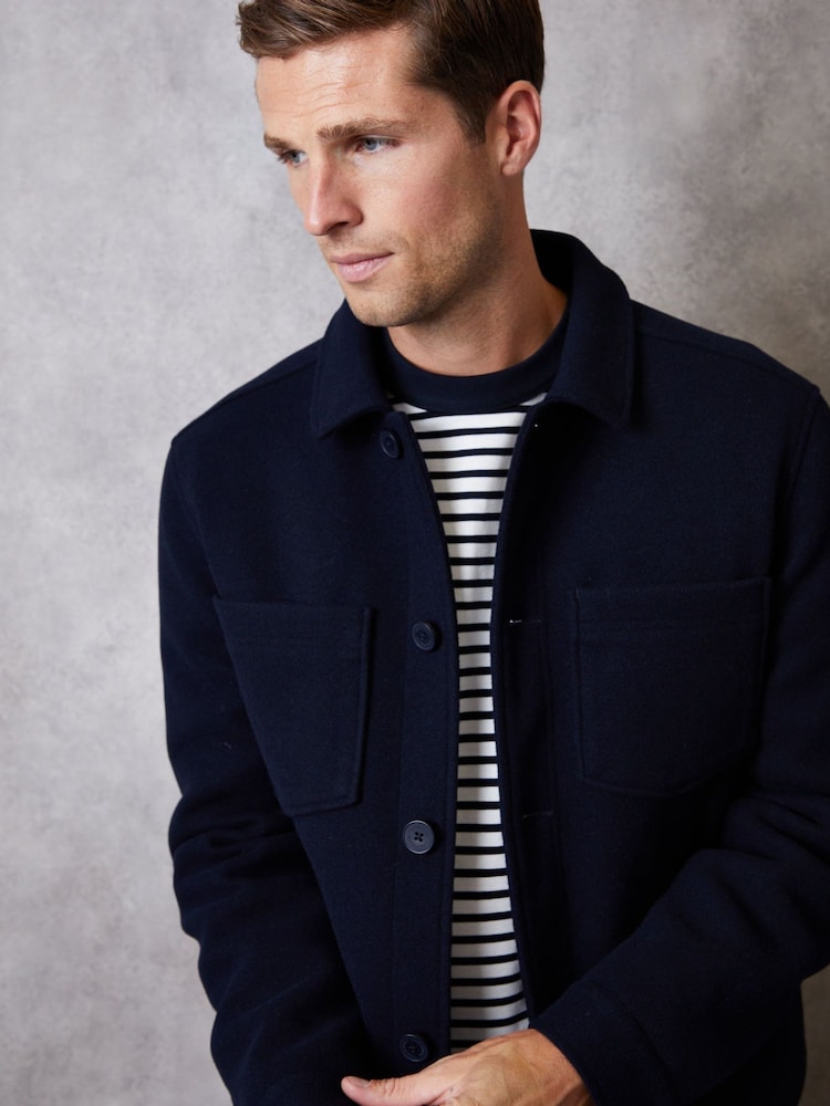 Threadbare Blue Faux Wool Button Up Quilted Shacket - Image 1 of 5 Threadbare Blue Faux Wool Button Up Quilted Shacket - Image 1 of 5