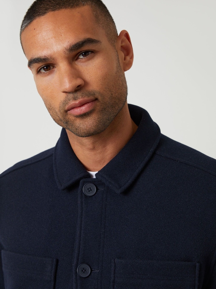 Threadbare Blue Faux Wool Button Up Quilted Shacket - Image 5 of 5 Threadbare Blue Faux Wool Button Up Quilted Shacket - Image 5 of 5